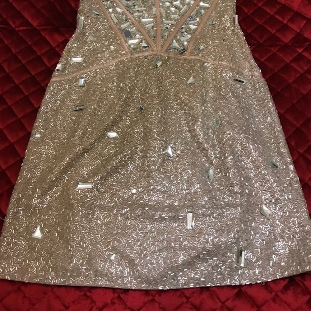 Sherri Hill Gold Sequin Spaghetti Strap Mini Dress - Picture 3 of 5
